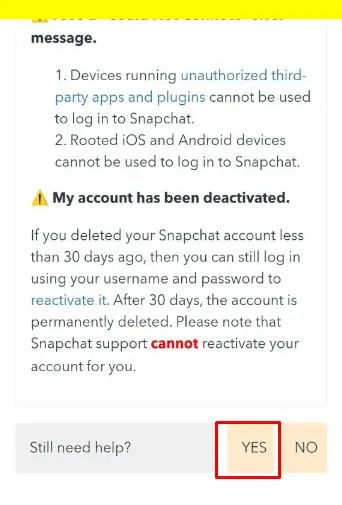 Fix Snapchat "Oops We Could not Find Matching Credentials" - contact Snapchat 